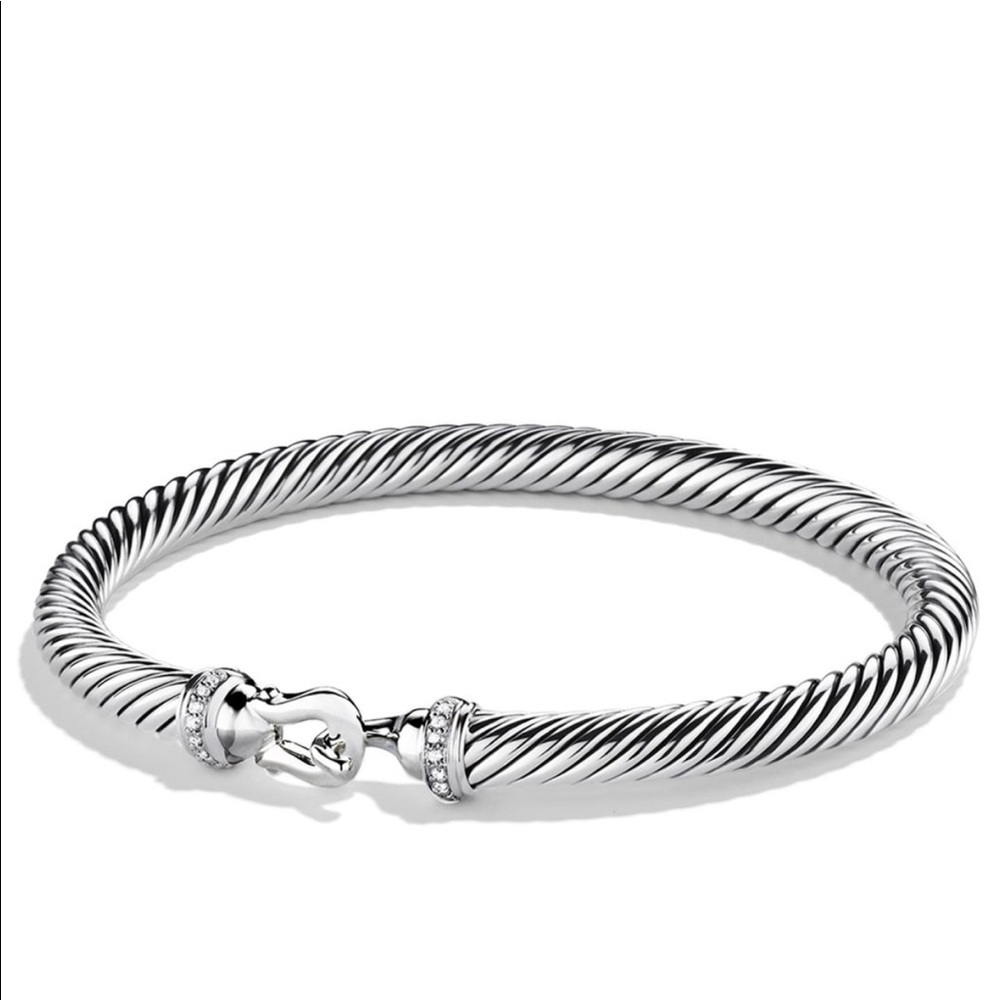 David Yurman Cable Buckle Bracelet w/ Diamonds 5mm - Picture 1 of 7